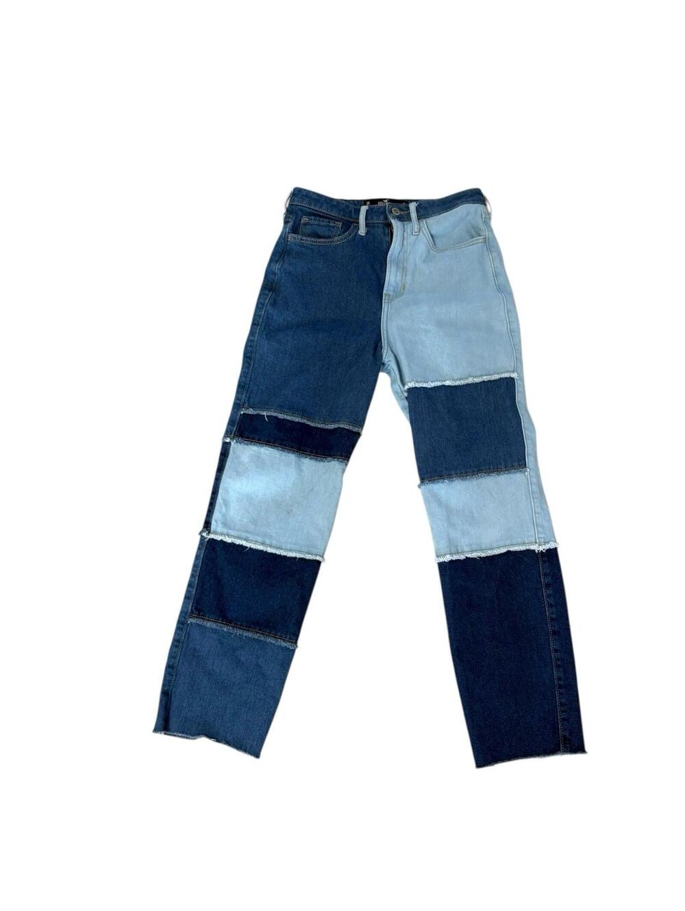Hollister Women's Jeans 3R Ultra High Rise Vintage Straight Patchwork Blue Denim